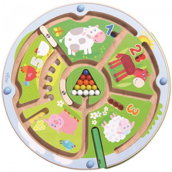 HABA Magnetický labyrint Farma a Čísla, 23 cm