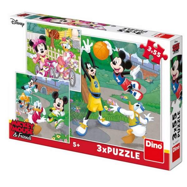 Dino Puzzle Mickey a Minnie športovci, 3 x 55 dielikov