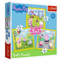 Trefl Puzzle 3v1 Peppa Pig Šťastný deň