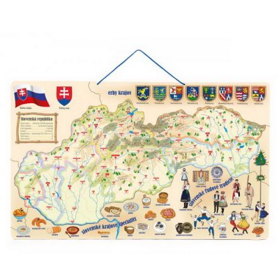Woody Magnetická mapa Slovenska 3v1, 75x45 cm