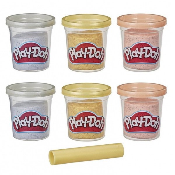 Play-Doh Modelína Metallic, 6 kelímkov