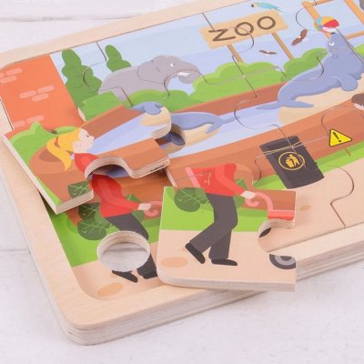 Bigjigs Toys Drevené puzzle ZOO, 24 ks