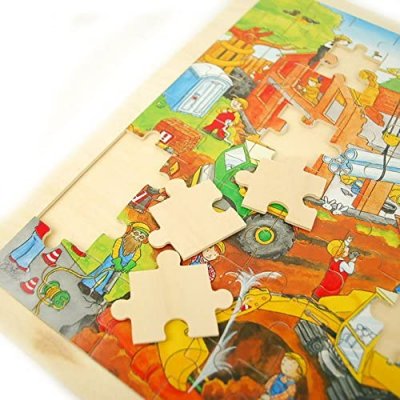Goki Drevené puzzle Stavba domu, 96 dielikov