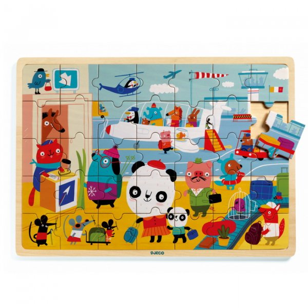 Djeco Drevené puzzle Letisko, 35 dielikov