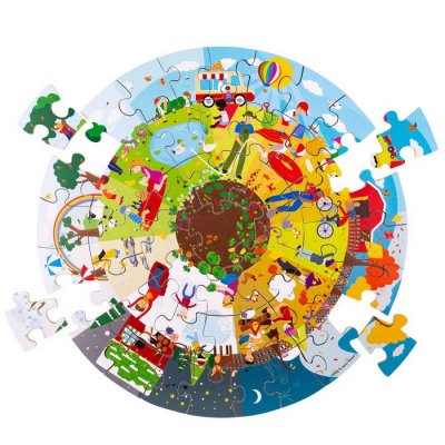 Bigjigs Toys Puzzle okrúhle podlahové Ročné obdobia, 50 dielikov