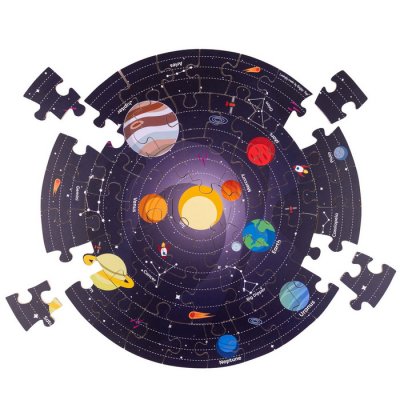 Bigjigs Toys Puzzle okrúhle podlahové Slnečná sústava, 50 dielikov