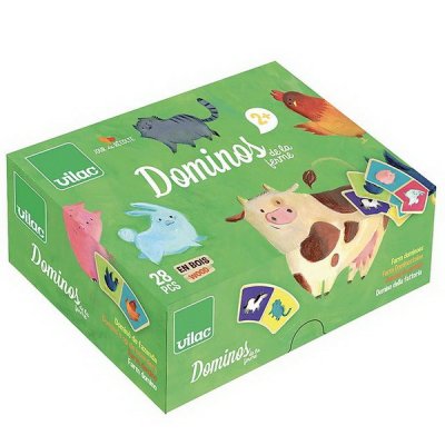 Vilac Drevené domino pre najmenších Farma, 28 ks