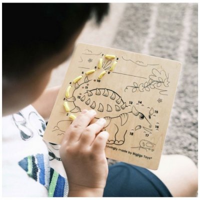 Bigjigs Toys Prevliekanie podľa čísel Divoké zvieratá, 3 ks