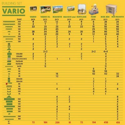 Walachia drevená stavebnica VARIO Box, 450 ks