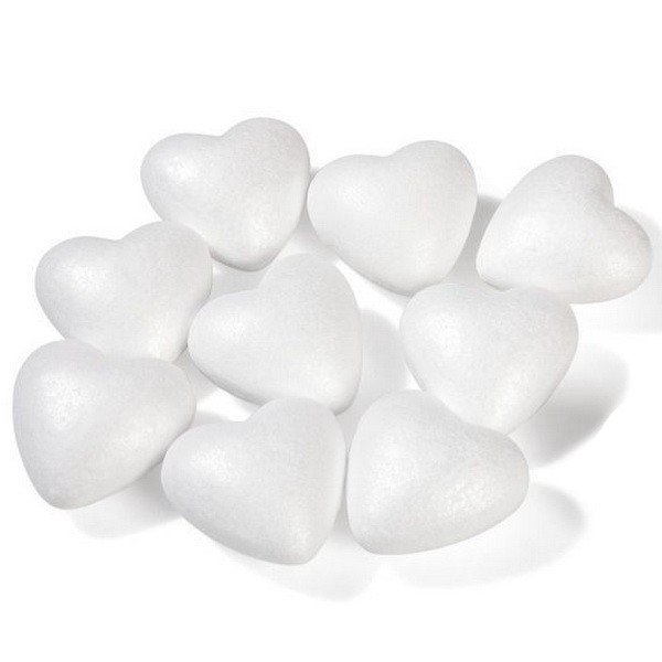 Creatoys Polystyrénové srdcia 4 cm, 9 ks