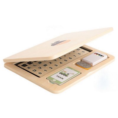 Tooky Toy Drevený notebook s tabuľou, 58 ks v balení
