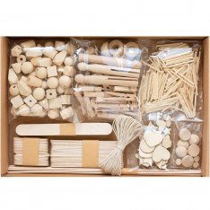 Školský kreatívny box s drevom, 590 dielov