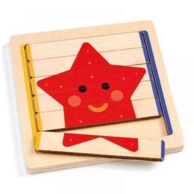 Djeco Drevené puzzle Basic - Prvá edukatívna hračka, 6v1