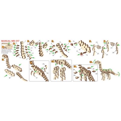 3D drevené puzzle Diplodocus, 50 dielikov