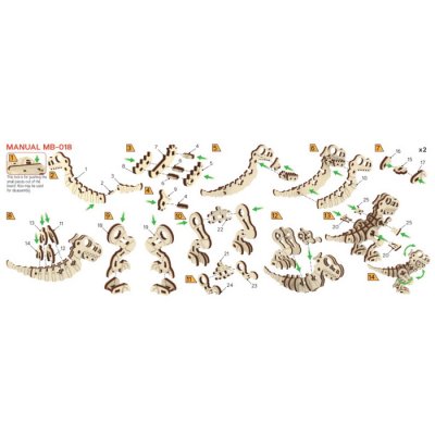 3D drevené puzzle T-Rex, 42 dielikov