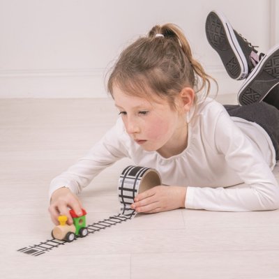 Bigjigs Toys Lepiaca páska Koľajnice s lokomotívou, 8 m