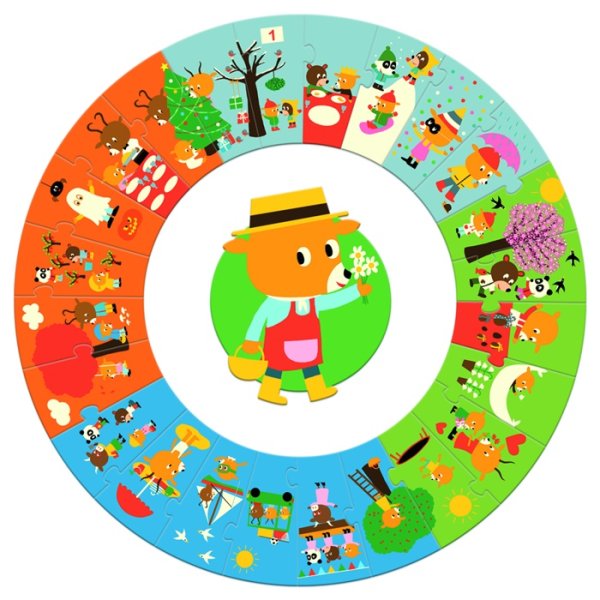 Djeco Didaktické puzzle Rok, 24 dielikov
