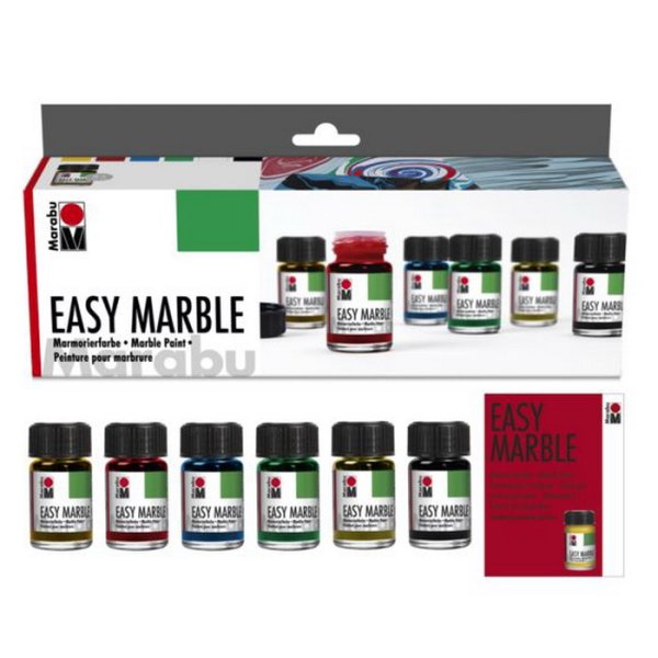 Marabu Mramorovacie farby Easy Marble, sada 6 x 15 ml