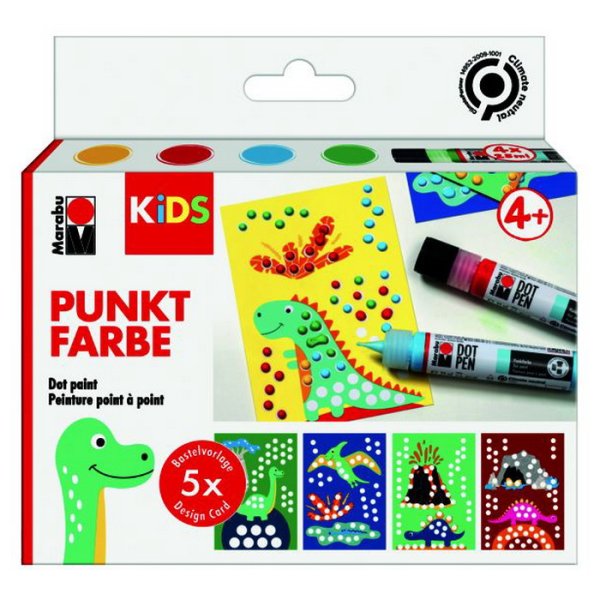 Marabu Kids DOT PEN - Dino sada, 4x25ml