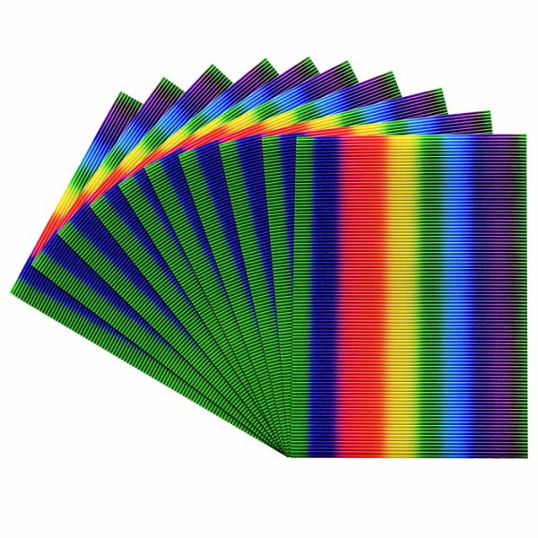 Vlnitý papier - Dúhový A4+, 10 ks