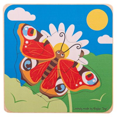 Bigjigs Toys Vkladacie puzzle životný cyklus Motýľ, 6 dielikov