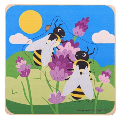 Bigjigs Toys Vkladacie puzzle životný cyklus Včela, 6 dielikov