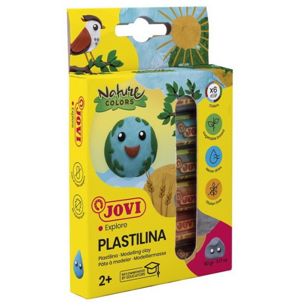 Jovi Plastelína, valčeky, 6x15 g prírodné farby
