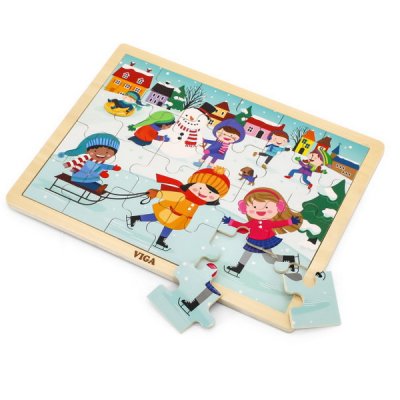 Viga Drevené puzzle Zima, 24 dielikov