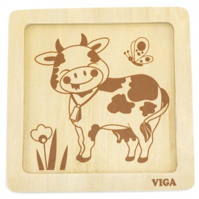 Viga Puzzle pre najmenších Kravička, 4 dieliky