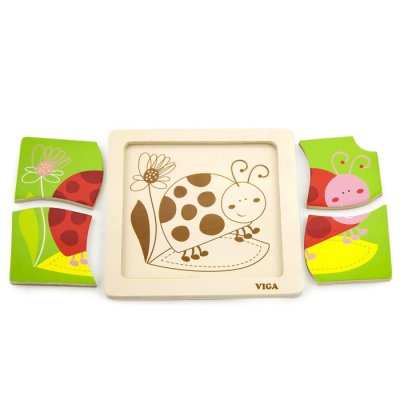 Viga Puzzle pre najmenších Lienka, 4 dieliky