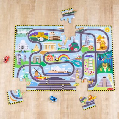 Melissa & Doug MAXI puzzle Cesta okolo sveta + 2 autíčka