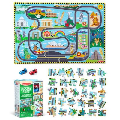 Melissa & Doug MAXI puzzle Cesta okolo sveta + 2 autíčka