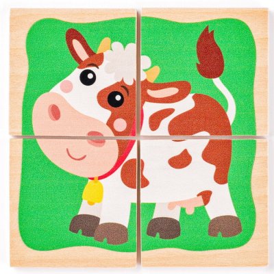 Woody Minipuzzle Zvieratká, 4v1