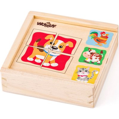 Woody Minipuzzle Zvieratká, 4 obrázky