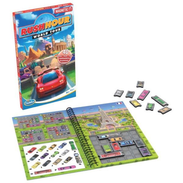 ThinkFun Logická hra Rush Hour, magnetická cestovná hra, 40 rébusov