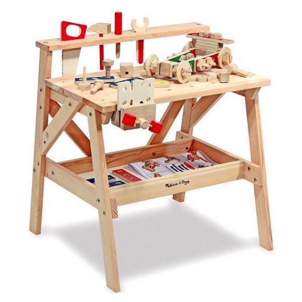 Melissa & Doug Drevený pracovný stôl s náradím, 61 ks
