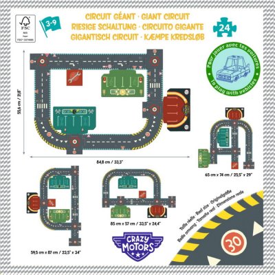 Djeco Puzzle Mestský okruh Crazy Motors, 24 dielikov