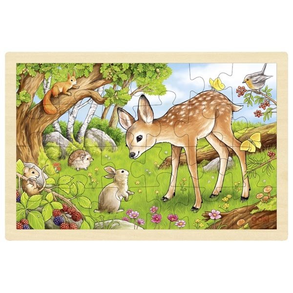 Goki Drevené puzzle Jelenček, 24 dielikov