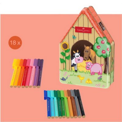 Faber Castell Popisovače s klipom Farma, 18 ks