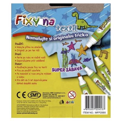 Creatoys Fixky na textil trvalé, 6 ks