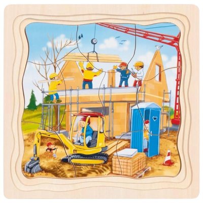 Goki Viacvrstvové puzzle Staviame dom, 35 dielikov