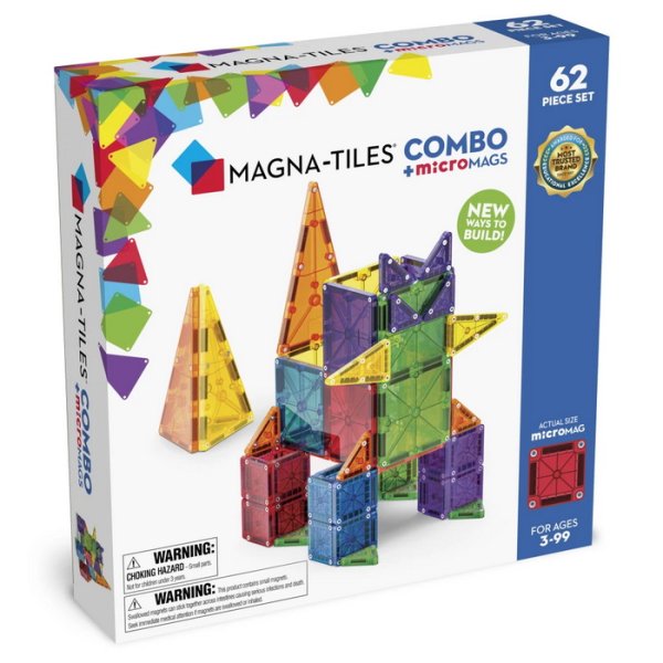 MagnaTiles Magnetická stavebnica Combo, 62 dielov