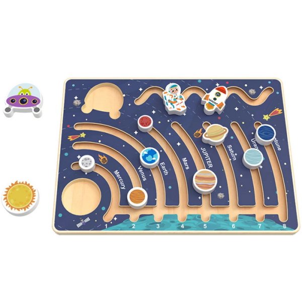 Tooky Toy Drevené bludisko Slnečná sústava