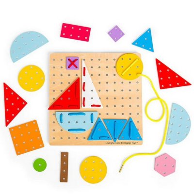 Bigjigs Toys Prevliekacia hra Geometrické tvary, 50 ks