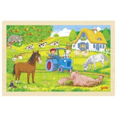 Goki Drevené puzzle Farma, 24 dielikov