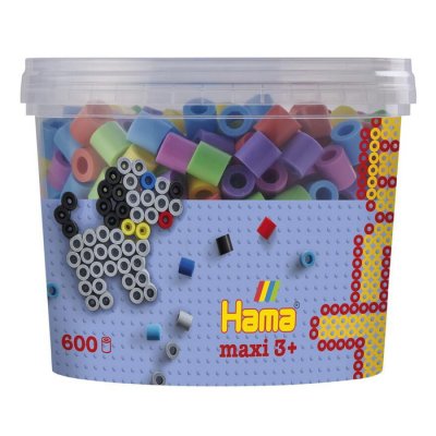Hama MAXI zažehlovacie korálky v tube, 600 ks, v pastelových farbách