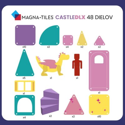 MagnaTiles Magnetická stavebnica microMAGS Zámok, 48 dielov