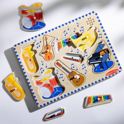Melissa & Doug - Drevené puzzle so zvukmi - Hudobné nástroje