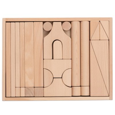 Betzold Drevený vozík s kockami Natur (set 2) 156 dielikov