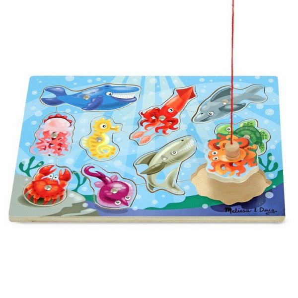 Melissa & Doug - Drevený magnetický rybolov, 10 ks